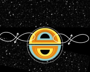 Honestly I have no idea what this is but there are stars in the background and two figure eights drawn around a planet like structure